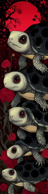 Free turtle bookmark featuring a red and black turtle stack